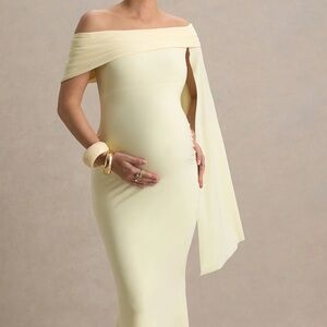 Aquila - Bardot Maternity Maxi Dress With Draped Detail